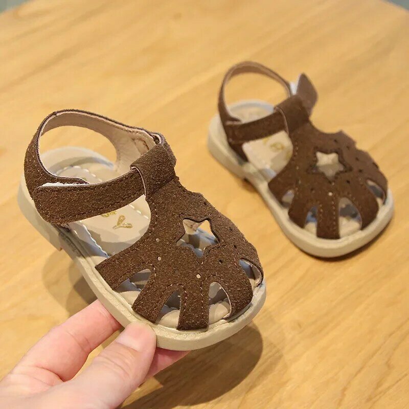 2024 New Kids Sandal Summer Cut-outs Non-slip Girl Sandals Fashion Causal Children Princess Breathable First Walker Flat Sandals
