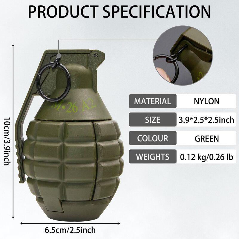 M26A2 CS Paintball Grenade Toys Spring Powered Impact Tactical Airsoft Nylon Hand Grenades Toy for CS Battle Game Role Play Mode