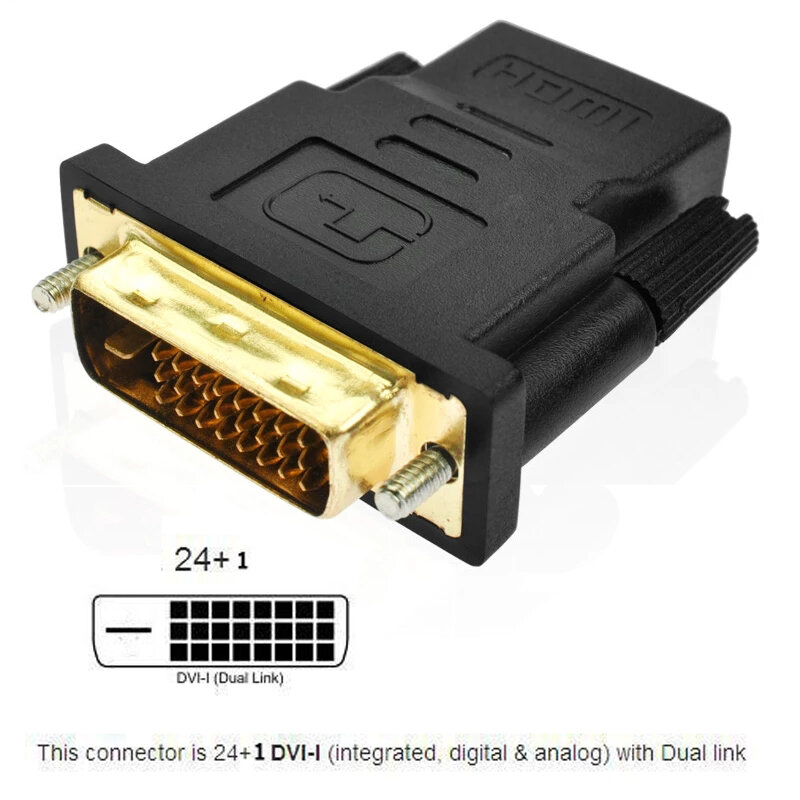 Convertidor macho a HDMI hembra compatible con adaptador DVI, 10-50 piezas, 24 + 1, compatible con HDMI, soporte para HDTV 1080P LCD