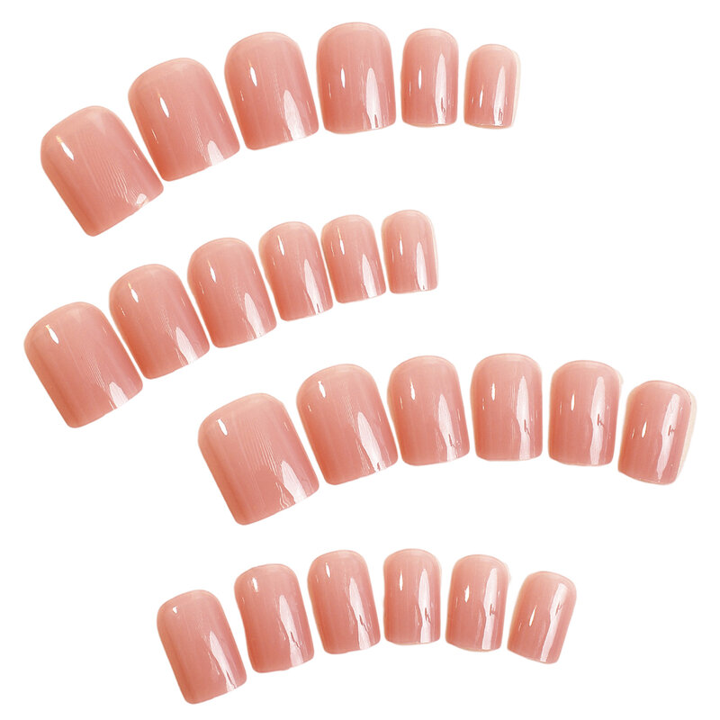 Короткие однотонные искусственные ногти с гладкой кромкой нежно-розовые ногти с клейкой лентой для украшения ногтей своими руками