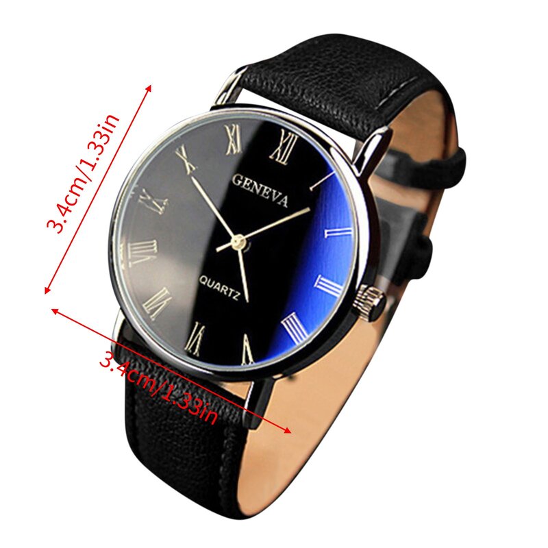 Relógio de quartzo masculino com cinto blue-ray, relógio de pulso romano literal comercial, relógio masculino popular, marca moda