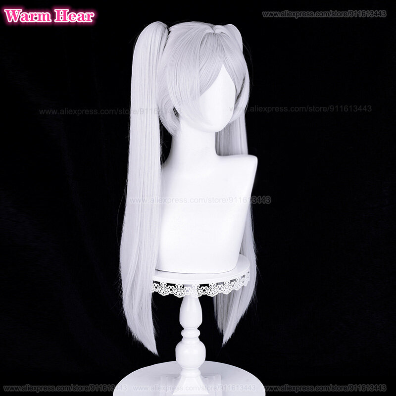 2023 Frieren parrucca Cosplay Anime 68cm lunga argento bianco doppia coda di cavallo parrucca resistente al calore capelli festa di Halloween gioco di ruolo nuove parrucche