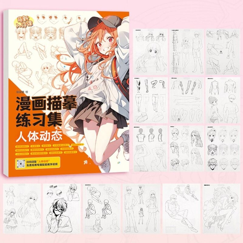 Quadrinhos Hand Drawn Tutorial Book, Estudante aprendendo Anime Hand Drawing Book, Novice Zero Basic Drawing Copy Book para meninas e menino