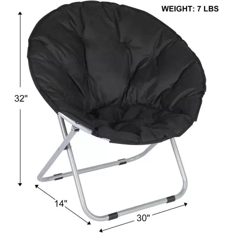 Krzesło spodek 31. 5-calowe składane, przytulne krzesło, czarne