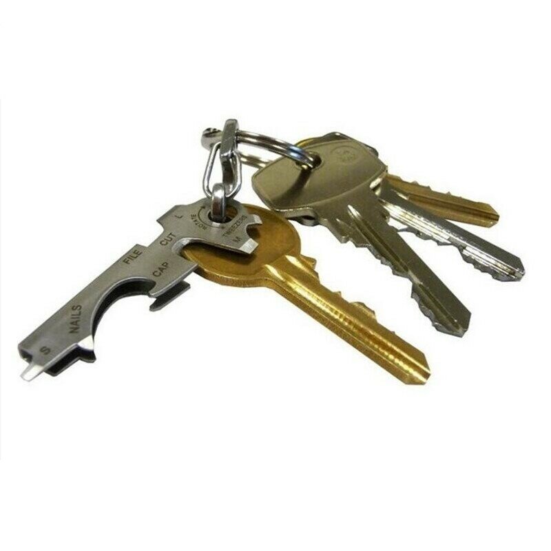 BLOCard-Porte-clés en acier inoxydable 8 en 1, pince à clé multifonction, tournevis, outil EDC, crochet, portable