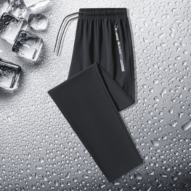 Pantaloni di seta del ghiaccio da uomo estate Ultra-sottile raffreddamento ad asciugatura rapida pantaloni Casual sportivi larghi e traspiranti pantaloni Fitness da allenamento all'aperto