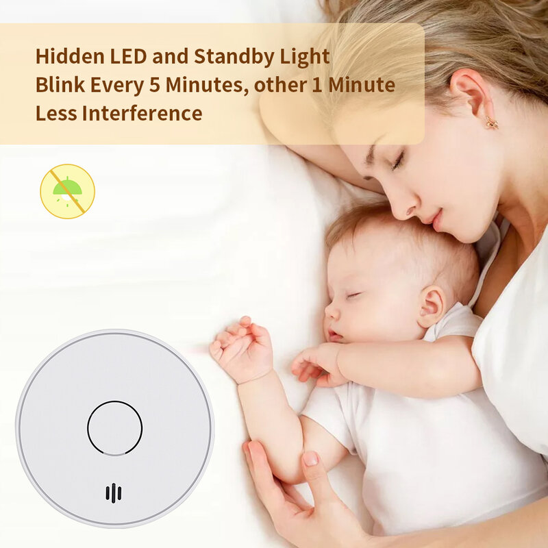 V-come-alarma de humo fotoeléctrica para el hogar, Detector de humo con batería de 10 años, indicador LED y botón de silencio, VS02