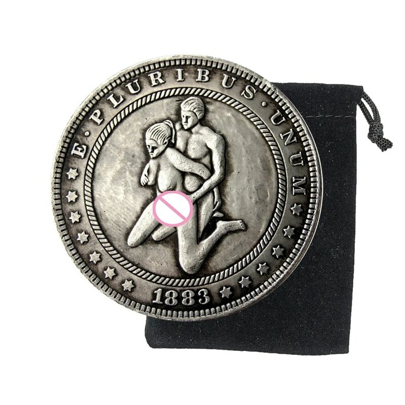 Romantyczna seksowna postawa anioła miłość moneta 1 dolar sztuka para kieszonka na monety decyzja moneta pamiątkowa na szczęście + torba na prezent