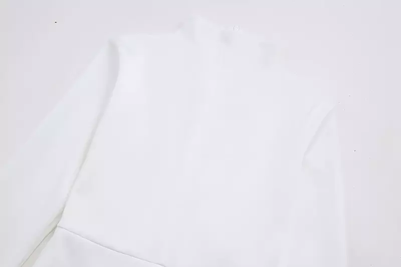 Mini vestido feminino slim fit com zíper traseiro, vestido decorativo flip exclusivo, gola em pé, mangas compridas, moda retrô, 2024