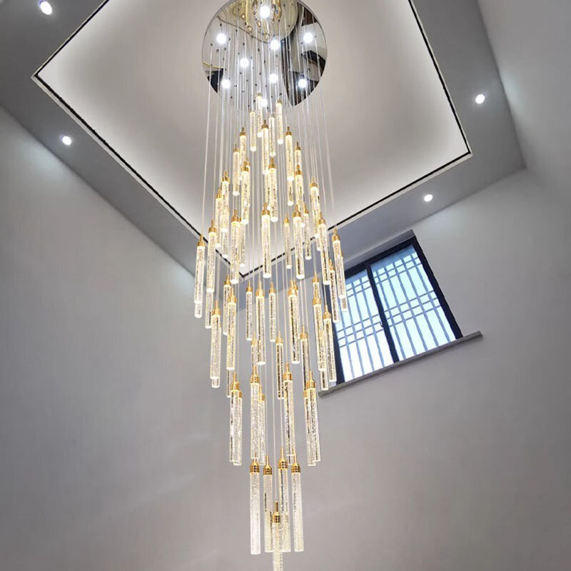 Candelabro de cristal para decoración del hogar, lámpara colgante para escalera, luces colgantes para sala de estar, iluminación interior