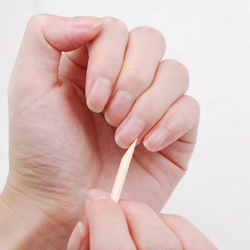 100 pz Nail Art bastoncini di legno arancione cuticola Pusher Remover Manicure Pedicure strumento 110mm bastone naturale per Manicure