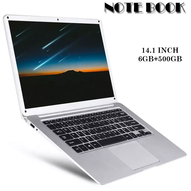 Notebook de 14 pulgadas con windows 10pro, netbook de oficina, 6GB de RAM, 500GB de ROM, teclado Ultrabook
