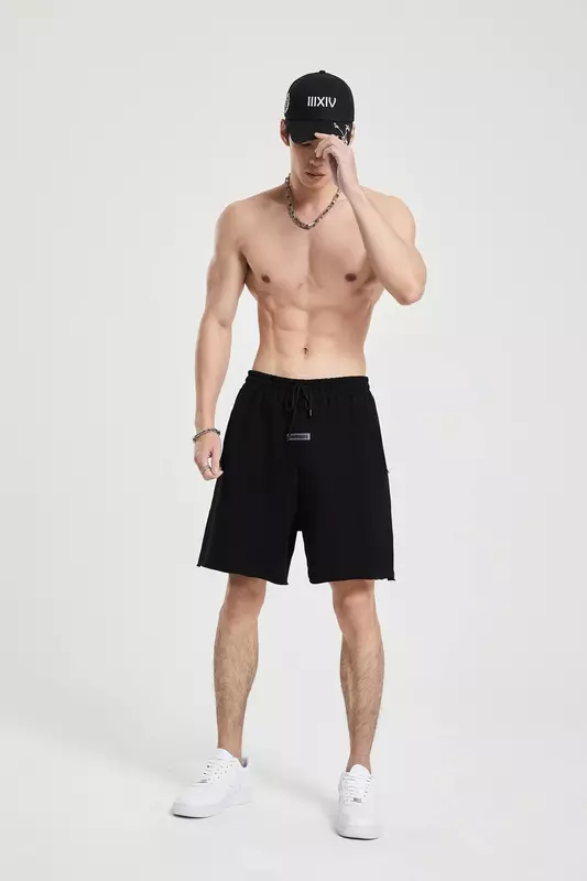 Shorts esportivos de algodão para homens e mulheres, calça casual de cinco pontos, streetwear outdoor, novo, verão