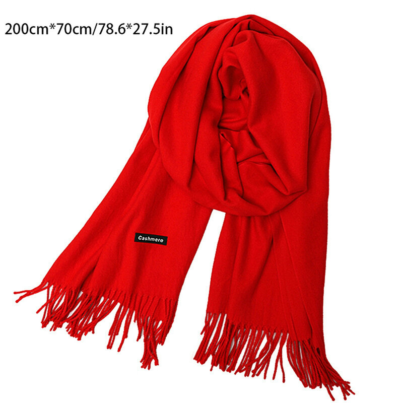 Bufanda gruesa y cálida de punto para mujer, conjunto de pañuelo de Color sólido, accesorios de moda, 2023, 2024