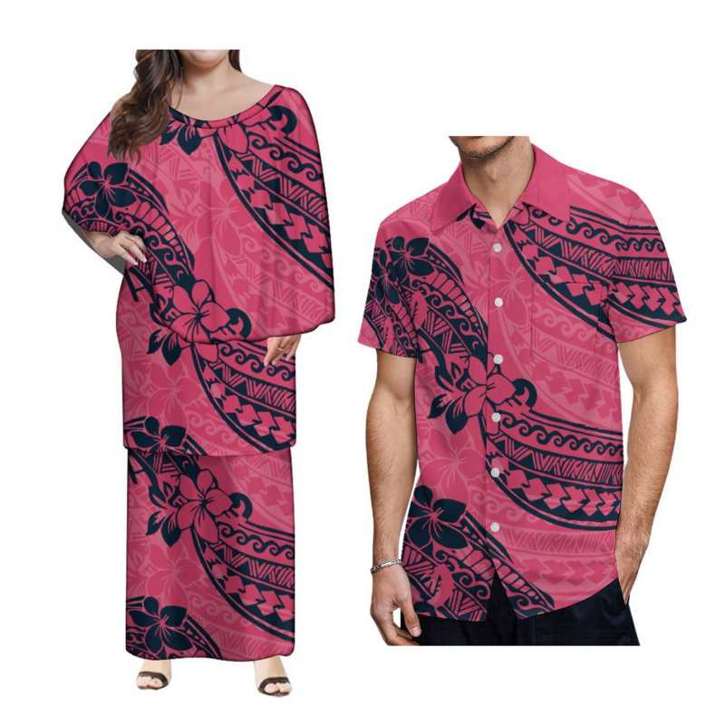 Set rok dua potong Maxi panjang wanita gaun Set puleton Ruffle besar gambar Tribal Polinesia kustom kualitas tinggi