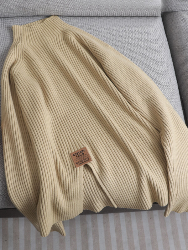 Suéter de punto grueso para mujer, Jersey suave con abertura frontal, primavera y otoño, novedad de 2024