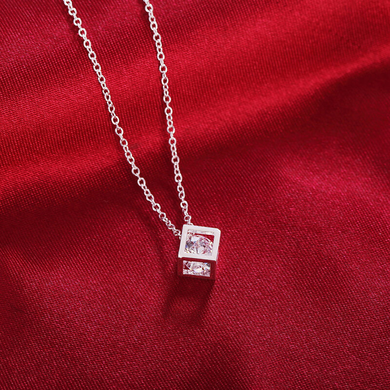 Pesona Panas Mulia 925 Perak Murni Moissanite Kristal Kisi Liontin Kalung Anting untuk Wanita Set Perhiasan Hadiah Mode
