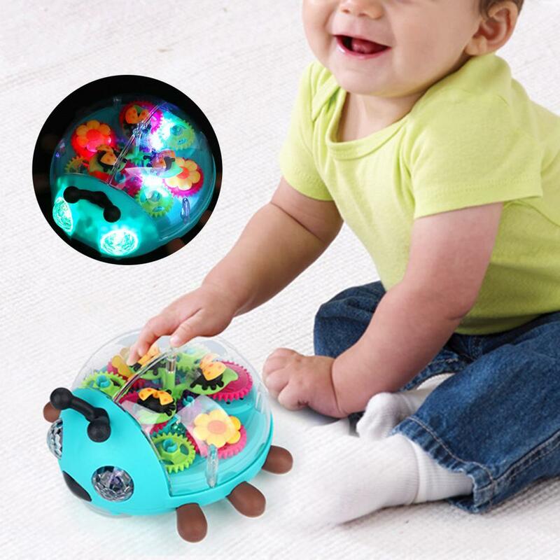 Mainan roda gigi kartun, mainan teknologi kecelakaan Go warna-warni untuk bayi dengan lampu berkedip musik hadiah ulang tahun