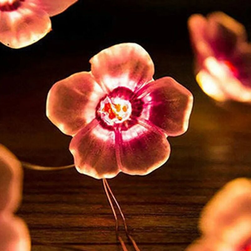 Wróżka różowy kwiat wiśni łańcuchy świetlne 2M 20 LEDs zasilanie bateryjne girlanda dla dzieci dziewczynki sypialnia ślubna dekoracja świąteczna