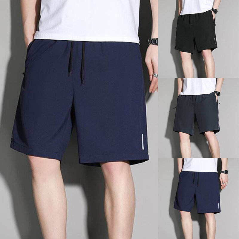 Shorts de musculação casual masculino, shorts de cordão, shorts de secagem rápida, cor sólida, novo estilo, caminhada