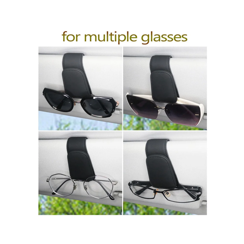 Dudukan kacamata hitam kulit magnetik untuk mobil, klip kacamata hitam untuk Visor mobil, Aksesori Interior mobil Universal (krem)