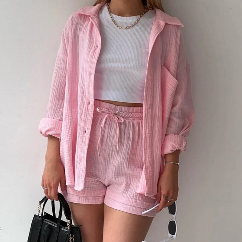 Conjuntos Para Mujeres 2Piezas WomenTwo-piece Set Paired With Short Clothing Casual Retro Street Style 2 piece sets women outfit