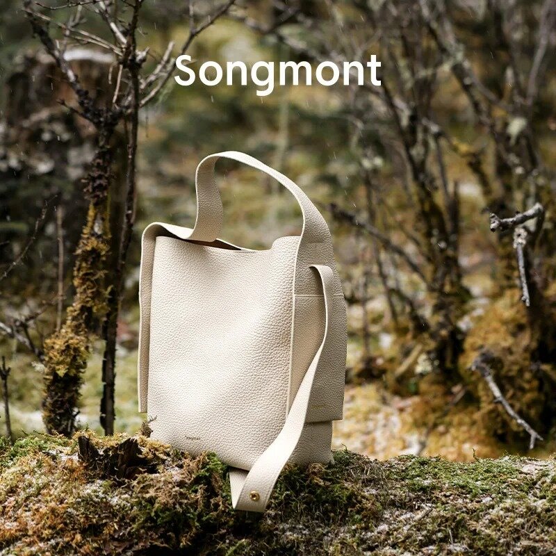 Songmont-Couro Crossbody Bag, Médio Ear Tote Series, camada de cabeça, ombro leve, versátil, moda casual, Designer, um ombro