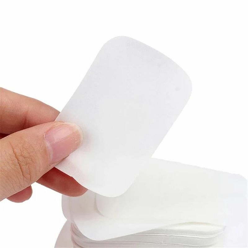 Kertas sabun mandi bersih portabel, 20/50/60/100 buah kertas sabun mandi wangi sekali pakai perjalanan luar ruangan potongan cuci tangan tablet sabun berbusa