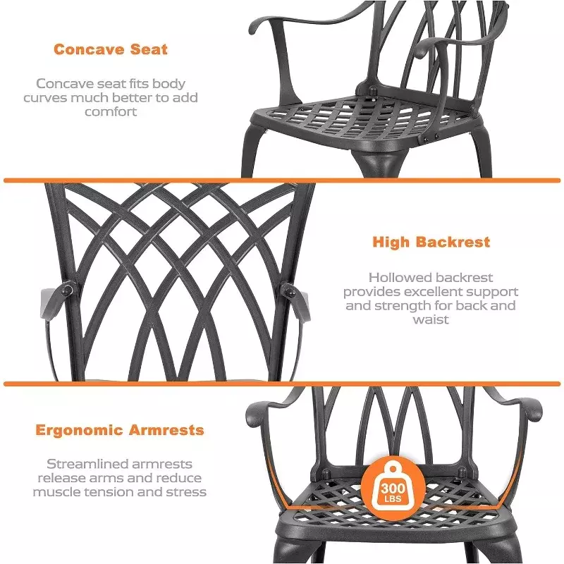 傘と椅子のセット,アルミニウムキャスト,パティオテーブルと椅子,3個セット