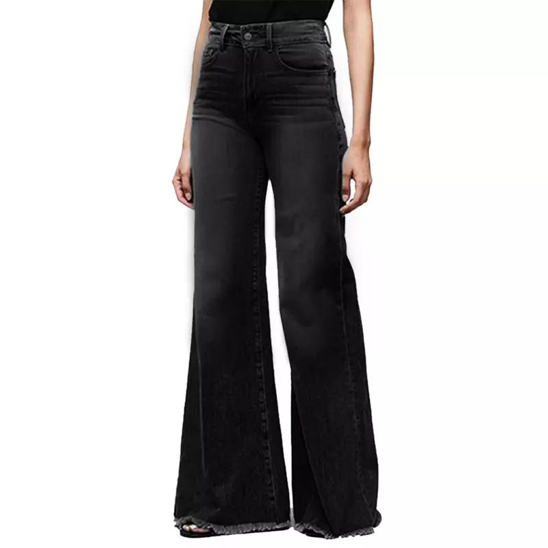 Jeansy z szerokimi nogawkami z wysokim stanem damskie Slim Fit Slim rogowe obcisłe damskie spodnie Retro Plus rozmiar 4XL Plus Size