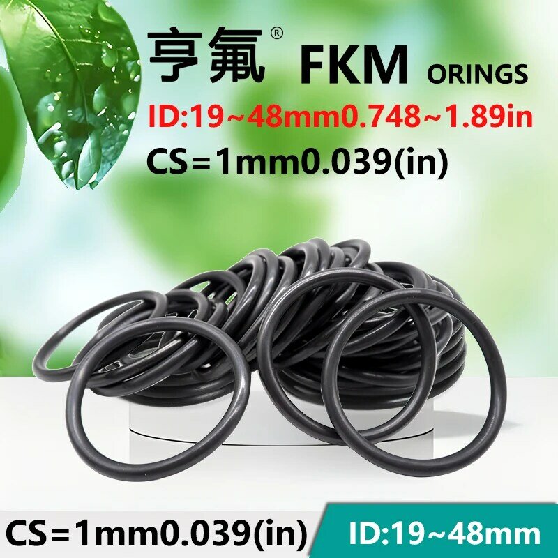 FKM-O-Ring Rubber Ring, Green, Black, Brown, Optional, Round Washer, Oil and High Temperature, Sealing Ring, CS1 mm, OD3 ~ 50mm
