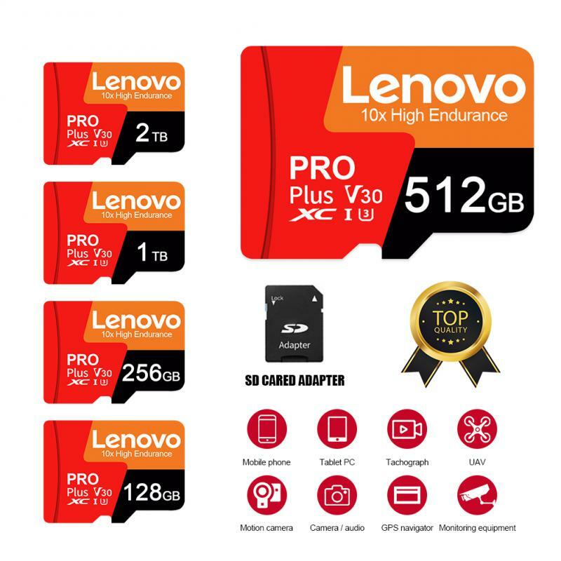 레노버 태블릿용 플래시 메모리 카드, 마이크로 TF SD 카드, 메모리 전송, SD C10 U1 TF 카드, V10 A1, A2, V30, U3, 2TB, 1TB