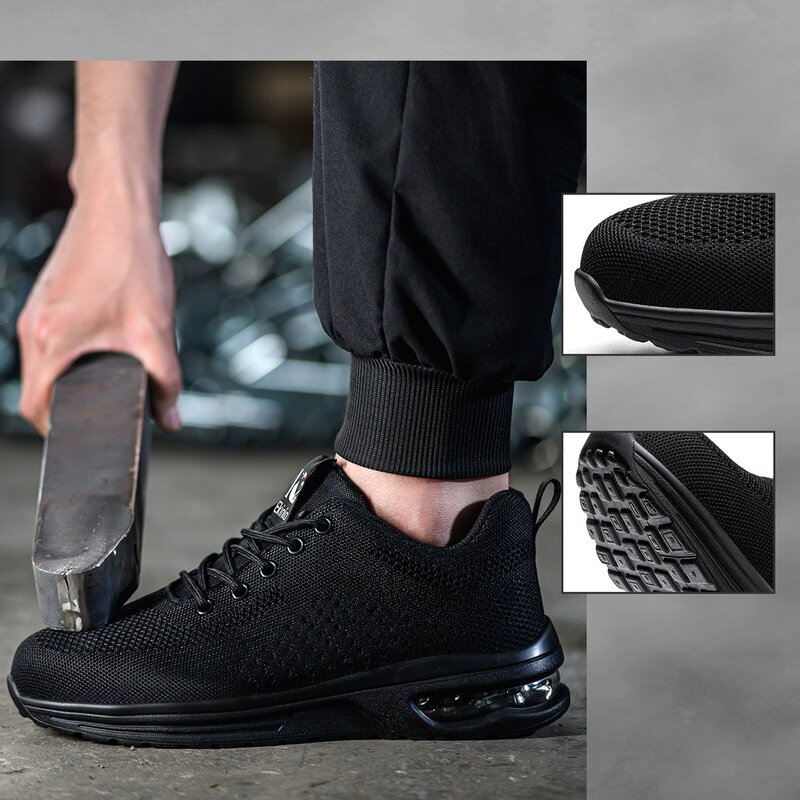 Scarpe antinfortunistiche da lavoro con cuscino d'aria per uomo donna Sneakers da lavoro traspiranti scarpe con punta in acciaio scarpe protettive antinfortunistiche antiforatura