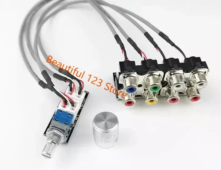 AV Audio Signal Switching Board with 3-way Dual Channel Audio Source Switching Rotary Switch and RCA Lotus Base Adapter