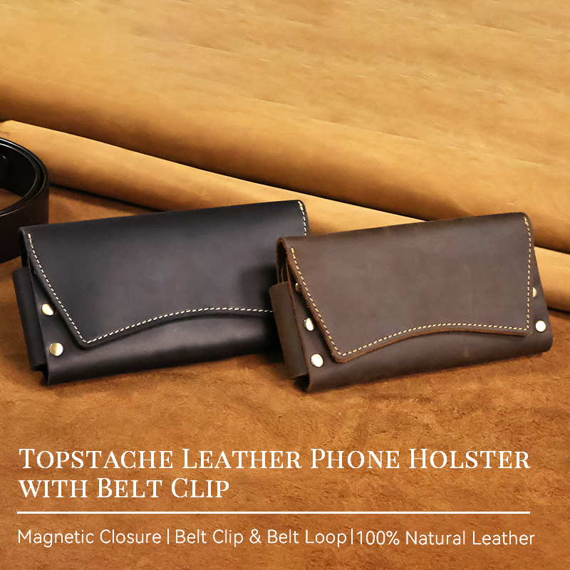 RIYAO riñonera de cuero genuino para hombre, bolso Vintage de doble capa para teléfono, funda para cinturón, billetera