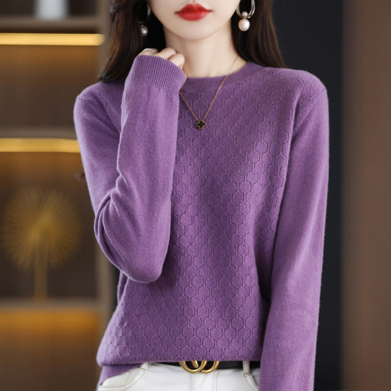 Женский пуловер с вырезами, Осенний свободный тонкий трикотажный свитер в иностранном стиле с круглым вырезом, подходящий ко всему, 2022