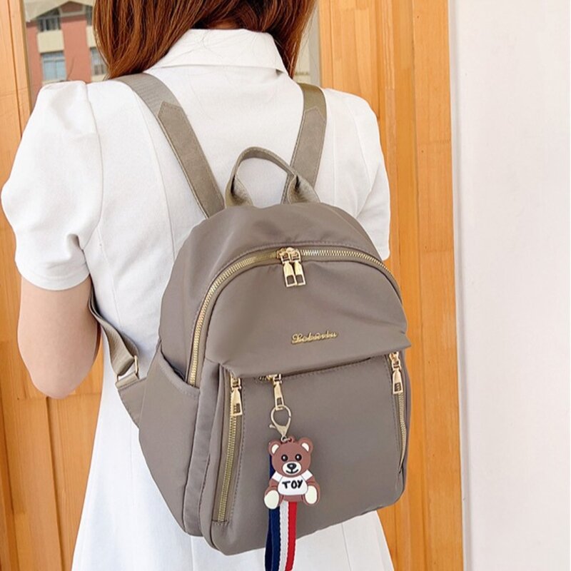Nylon School Bags Casual Waterproof Lightweight Travel Backpack Large Capacity Shoulder Bag Women