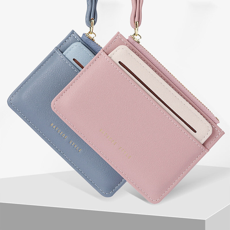 Portamonete da donna portamonete corto e solido tasca portamonete Multi-card Mini borsa portaoggetti a doppio uso portamonete protettivo