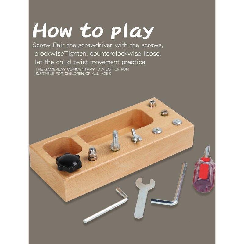 Tablero atornillador de madera para niños, juego de tornillos, juguete de ayuda para la enseñanza preescolar