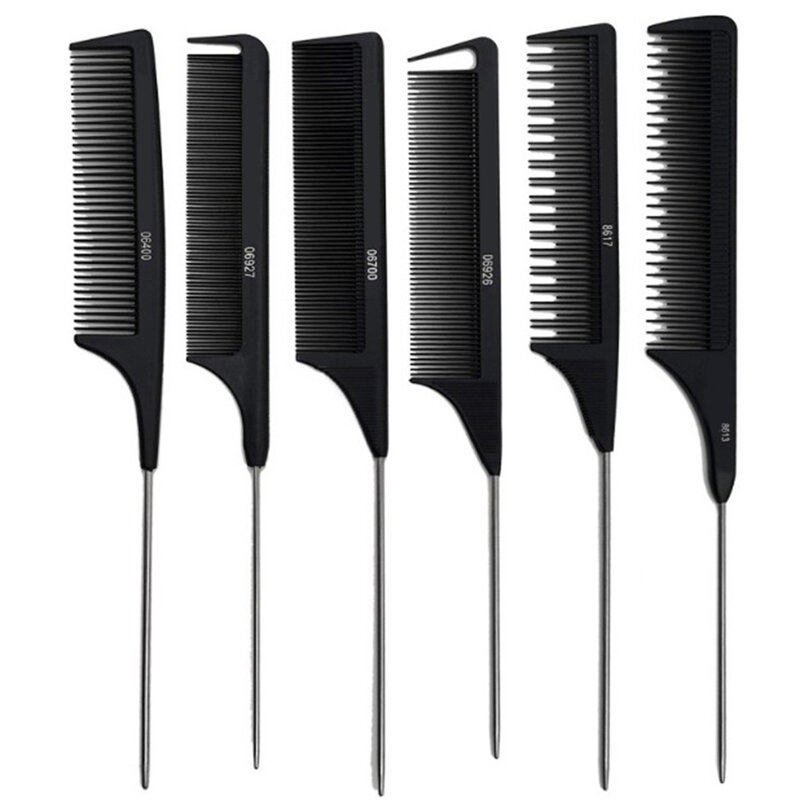 Professional Hair Tail Comb Salon Cut Comb Styling Stainless Steel Spiked