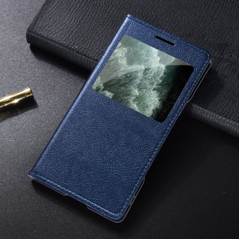 Кожаный чехол-книжка с окошком для Samsung Galaxy A3, A5, A7, цвета в ассортименте