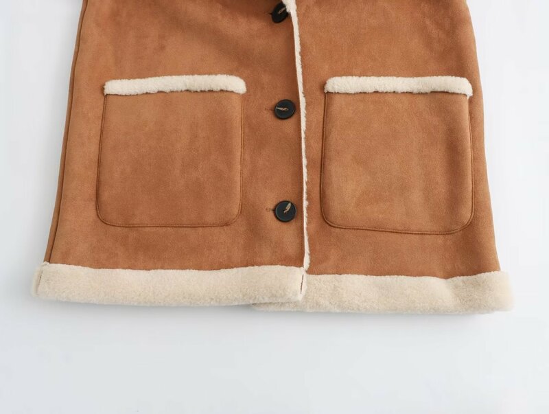 제니 & 데이브 스웨이드와 플리스 따뜻한 트렌치 코트, 영국 빈티지 겨울 코트, 패션 소녀