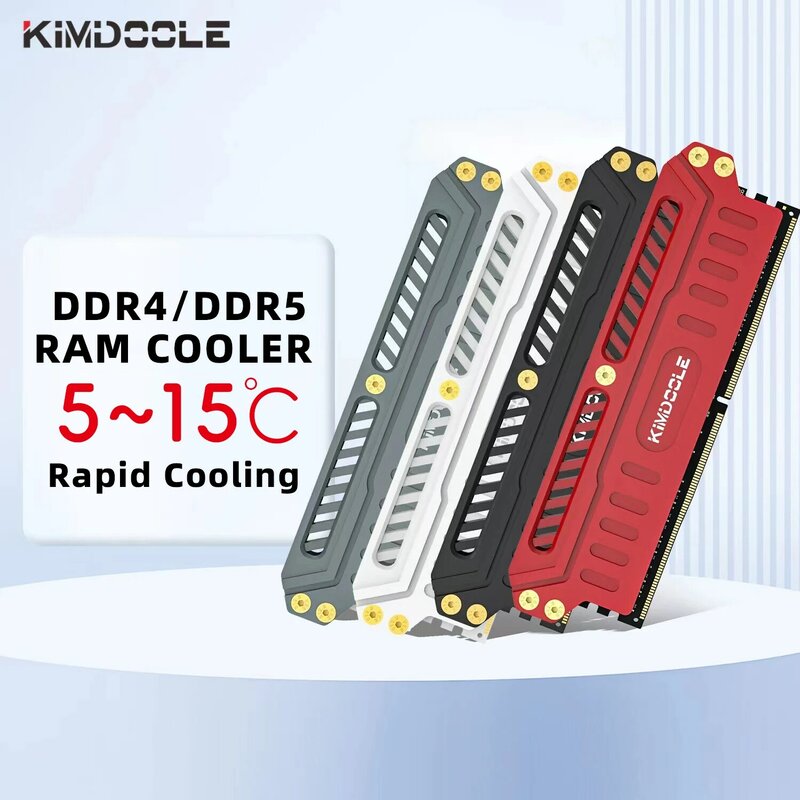 Kimdoole DDR4/DDR5 Aluminum Alloy Memory RAM Cooler Cooling Heatsink Cooling Vest for PC RAM PC Game Overclock Cooler for Ram