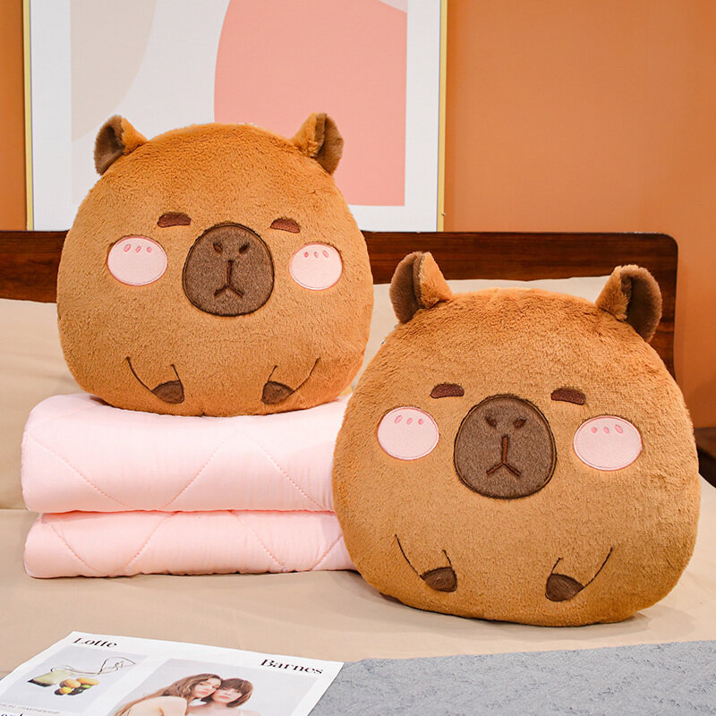 Capybara-almohada de felpa 3 en 1 de 30cm para niño, juguete de ratón de felpa cálida para invierno, regalo de dibujos animados