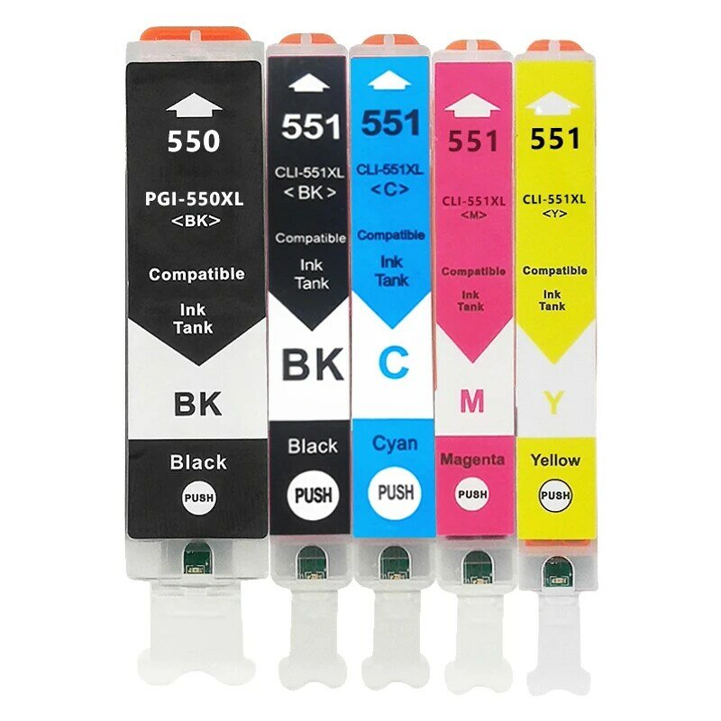Cartuchos de tinta compatíveis para impressora, PGI550, CLI551, PGI-550, CLI 551, MG6350, MG7150, IP8750, Ip7250