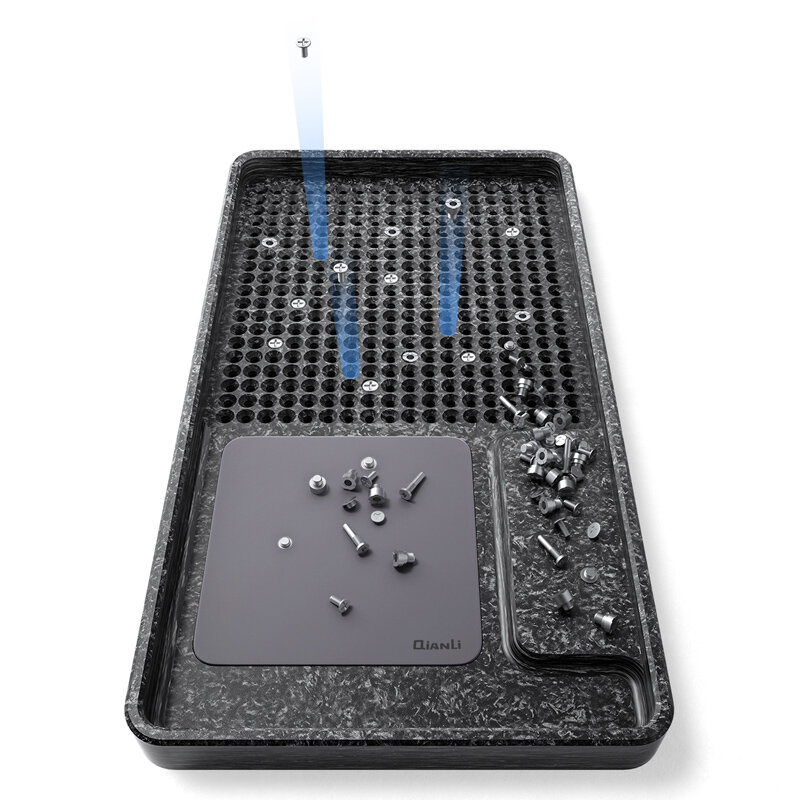 Qianli parafusos curtos longos do telefone móvel preto pedra sintética rígido bandeja de armazenamento magnético extração precisa caixa reparo rápido
