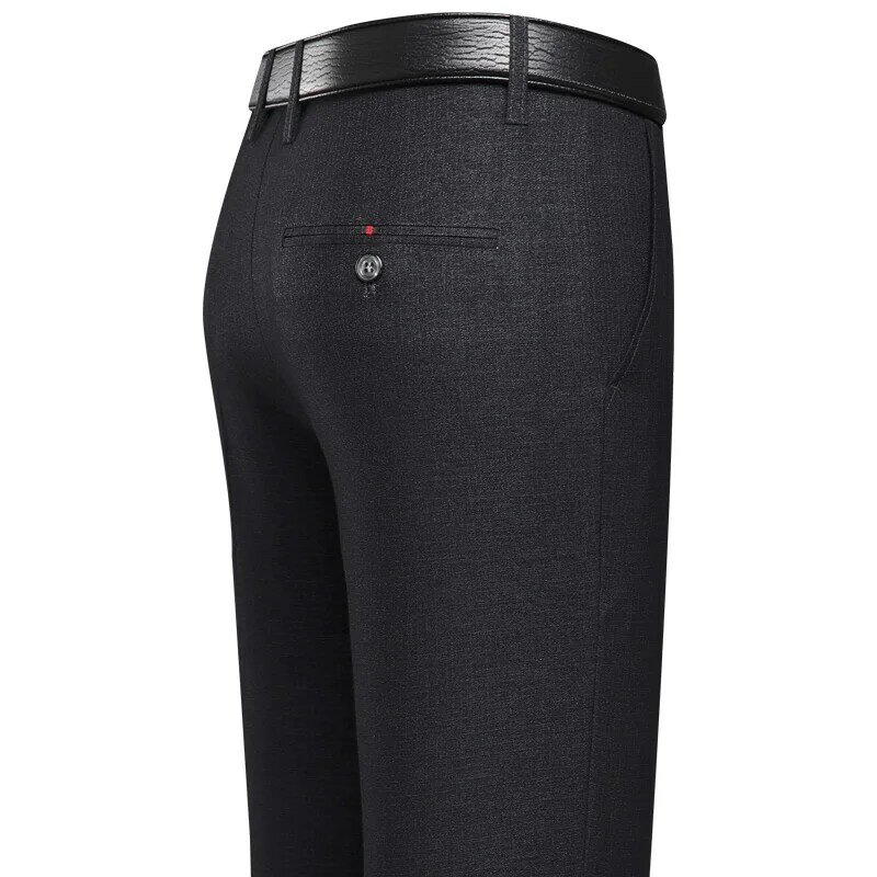 Wiosenne letnie męskie spodnie garniturowe w średnim wieku bawełniane biznesowe jednokolorowe cienkie na zewnątrz dorywczo formalne spodnie męskie Plus rozmiar 29-42