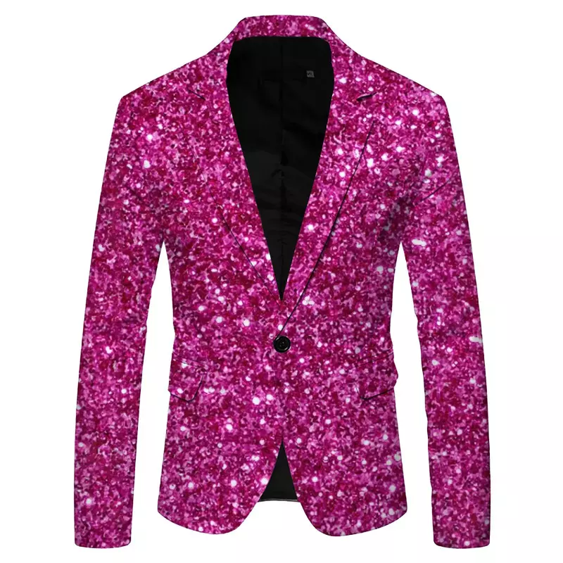 Blazer payet untuk pria, jaket Blazer berhias berkilau, jas Prom klub malam pria, kostum kostum panggung untuk pria