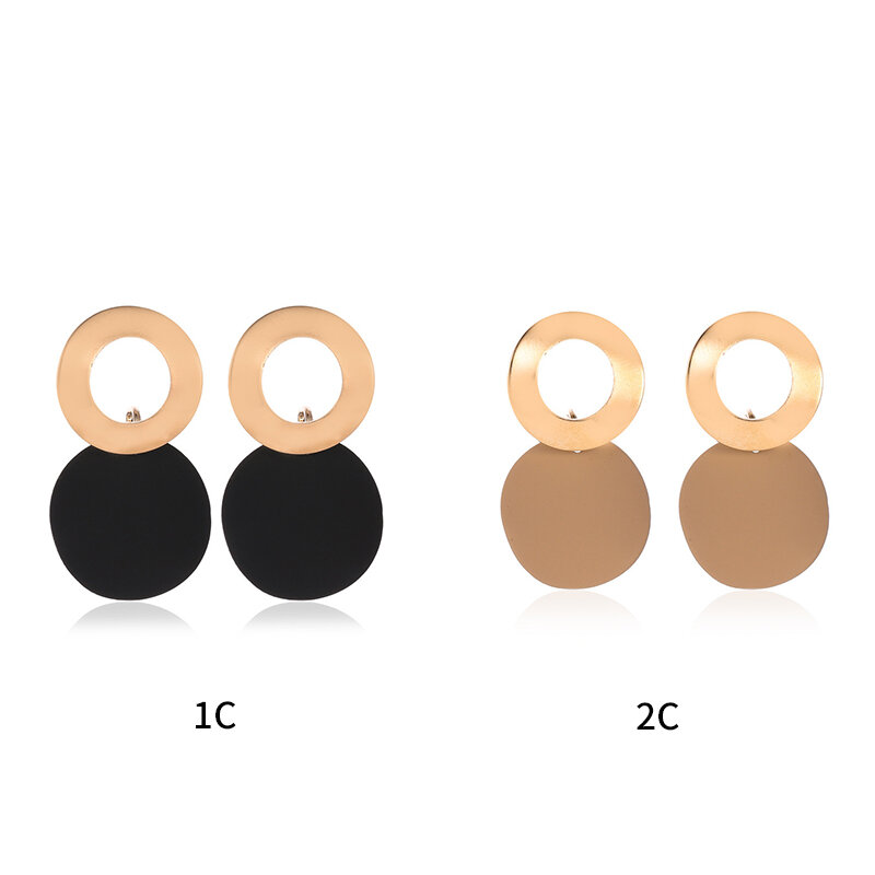 Orecchini neri da donna orecchini a bottone rotondi in oro moda orecchini pendenti a disco geometrici gioielli da donna con Design di personalità per ragazze