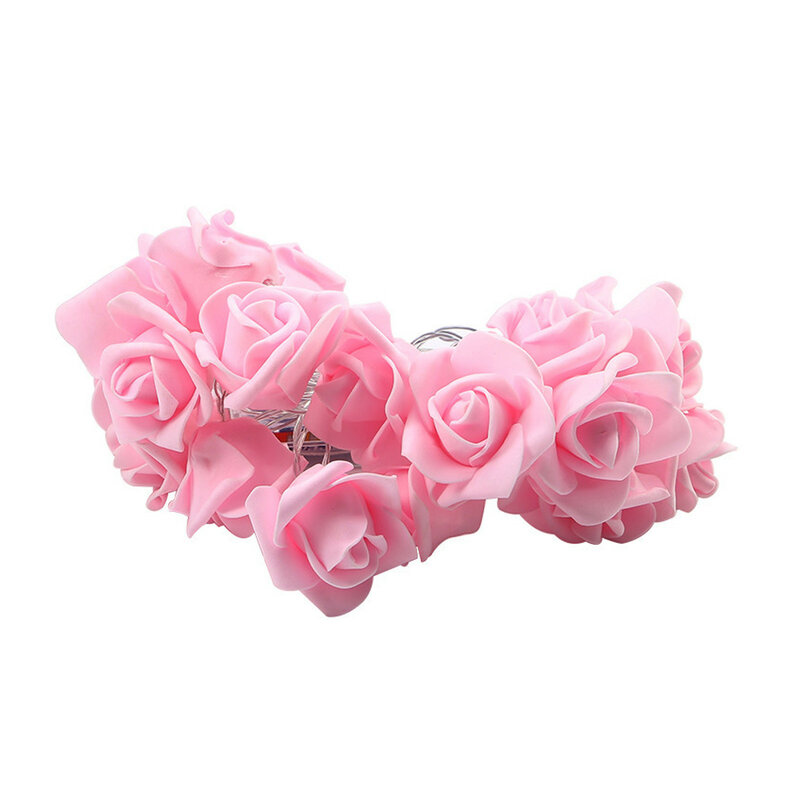 핑크 장미 꽃 LED 스트링 조명, 배터리 전원 폼 꽃 조명, 침실용 절묘한 폼 장식 랜턴